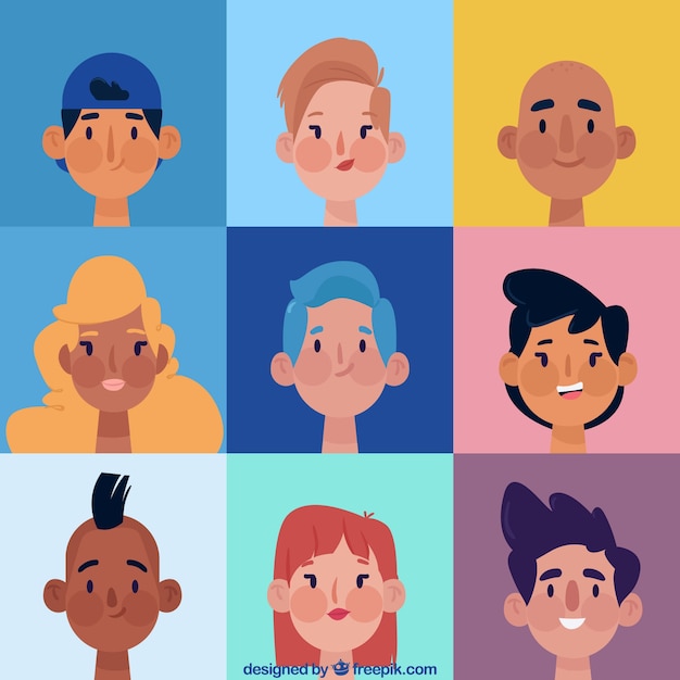 Vettore gratuito cartoon pack di avatars smiely