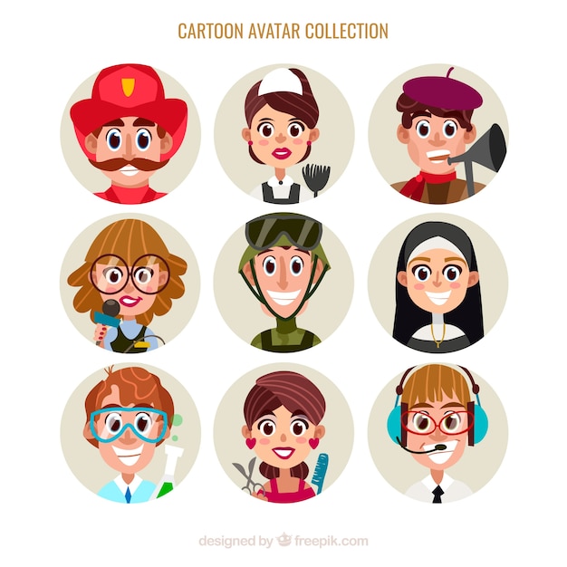 Cartoon pack di avatars dei lavoratori