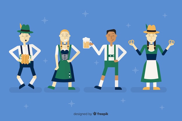 Free vector cartoon people celebrating oktoberfest