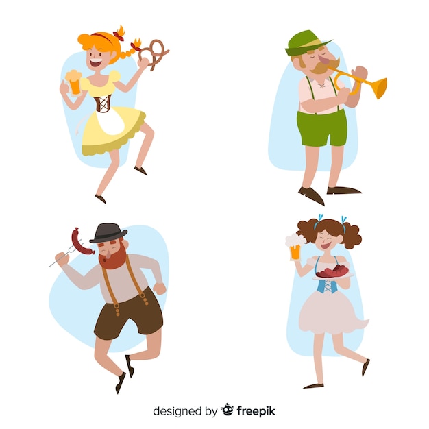 Cartoon people celebrating oktoberfest