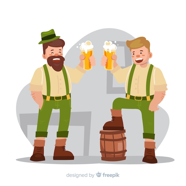 Free vector cartoon people celebrating oktoberfest