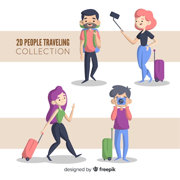 Free vector cartoon people travelling set