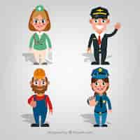 Free vector cartoon people with different jobs