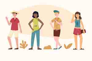 Free vector cartoon people with summer clothes collection