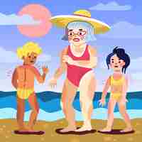 Free vector cartoon people with a sunburn illustrated