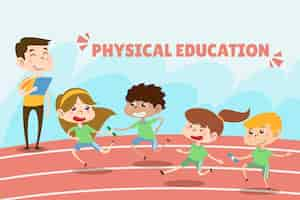 Free vector cartoon physical education day illustration