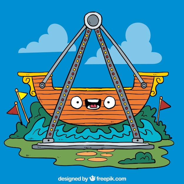 Free vector cartoon pirate ship