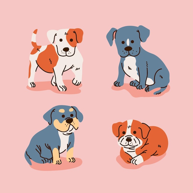 Cartoon pitbull puppies collection