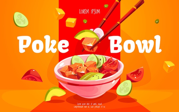 Cartoon poke bowl background