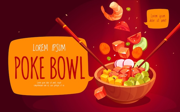 Free vector cartoon poke bowl background