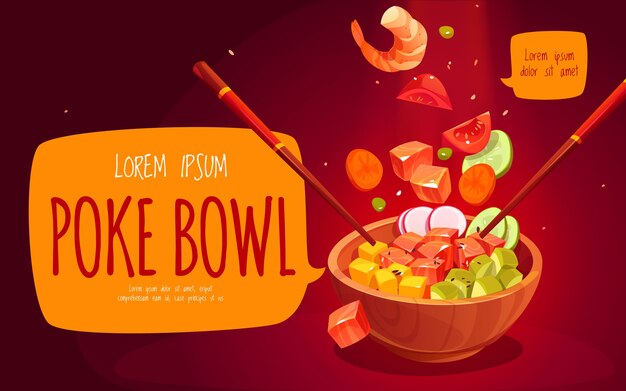 Cartoon poke bowl background