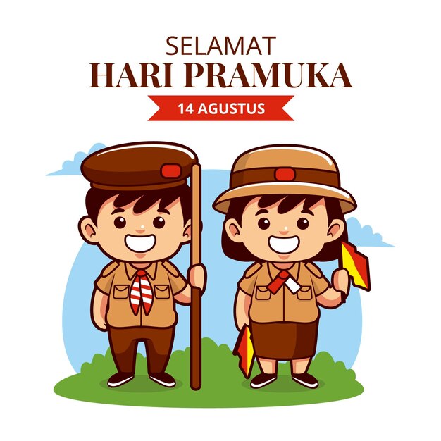 Cartoon pramuka day illustration