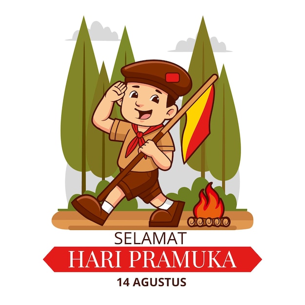 Cartoon pramuka day illustration