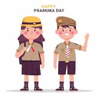 Free vector cartoon pramuka day illustration