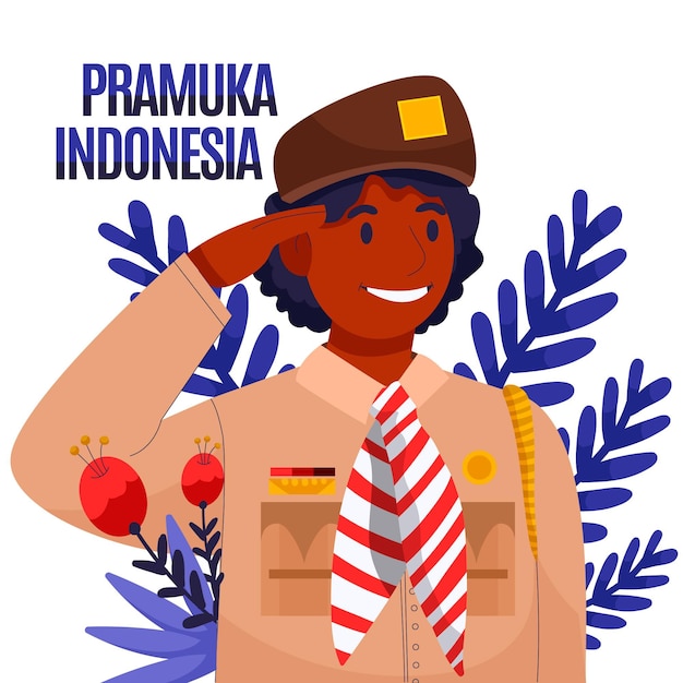 Free vector cartoon pramuka day illustration