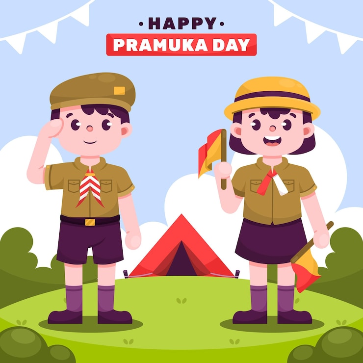 Free Vector cartoon pramuka day illustration