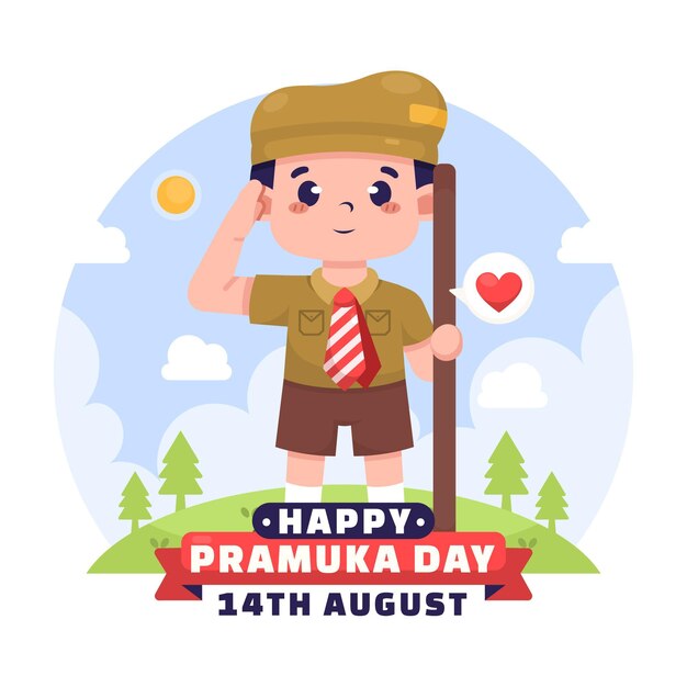 Cartoon pramuka day illustration