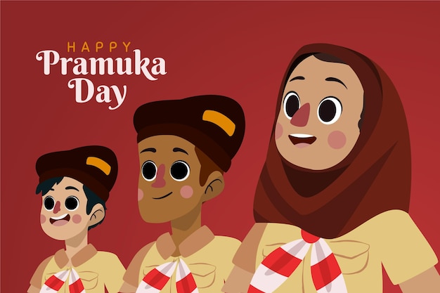 Cartoon pramuka day illustration