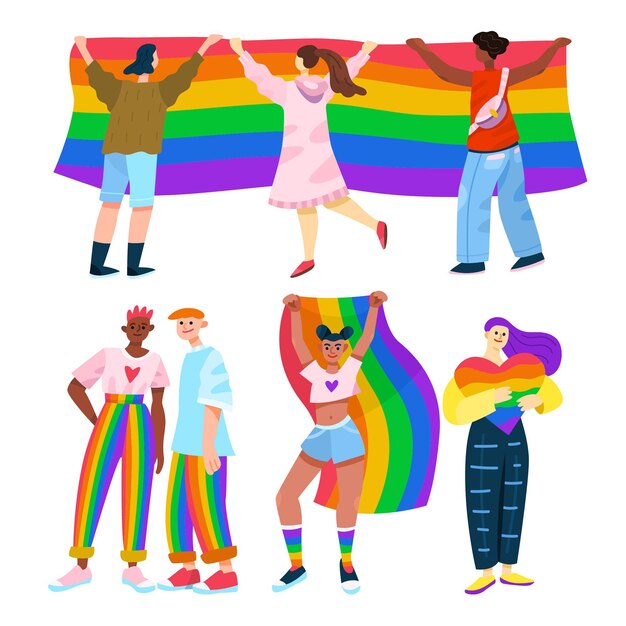 Cartoon pride day people collection