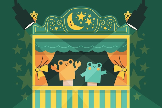 Free vector cartoon puppet show background