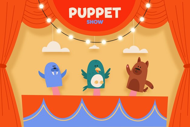 Free vector cartoon puppet show background