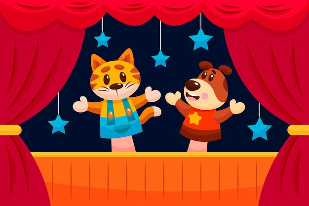 Free vector cartoon puppet show background