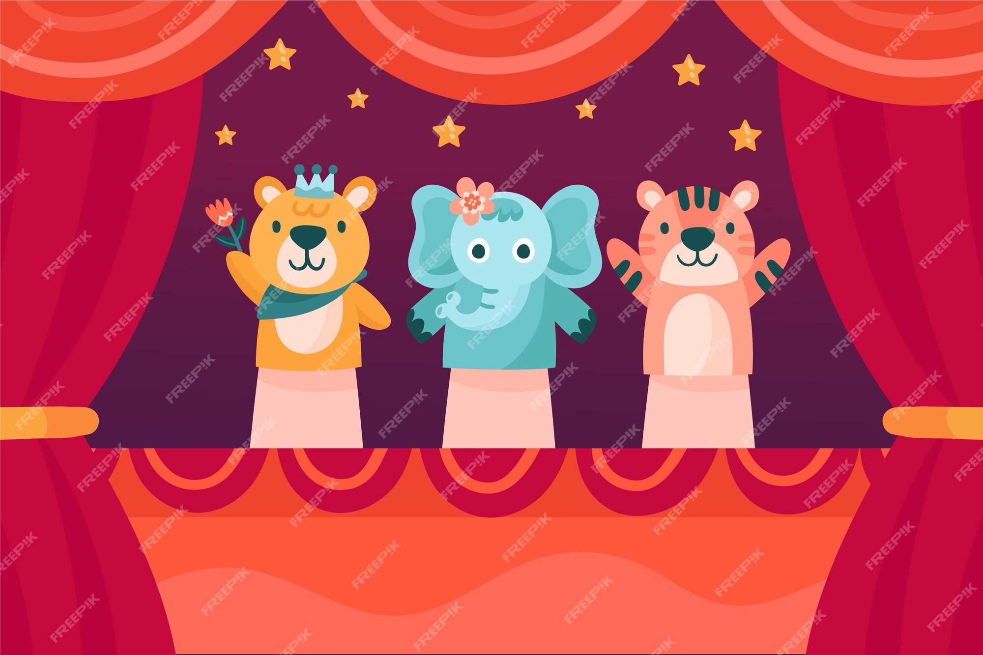 Free Vector | Cartoon puppet show background Free Vector | Cartoon puppet show background