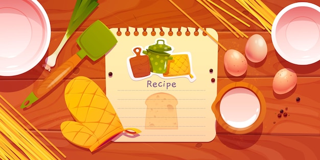 Cartoon recipe note with ingredients