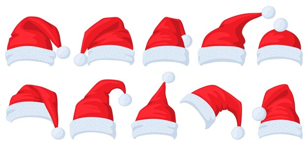 クリスマスの赤い帽子サンタクロースベクトルイラスト プレミアムベクター