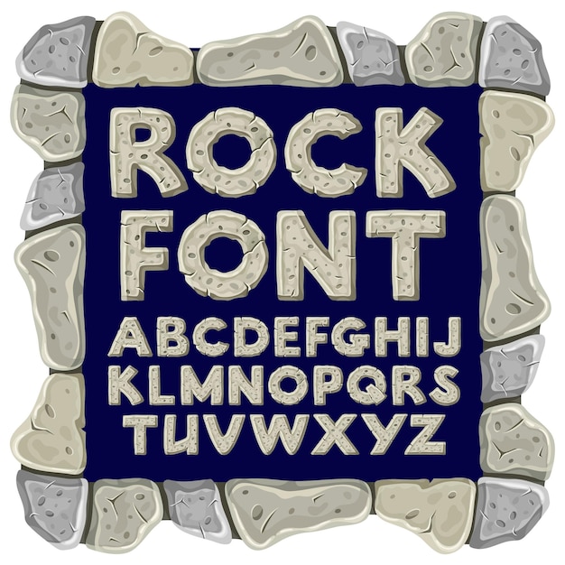 Free vector cartoon rock alphabet