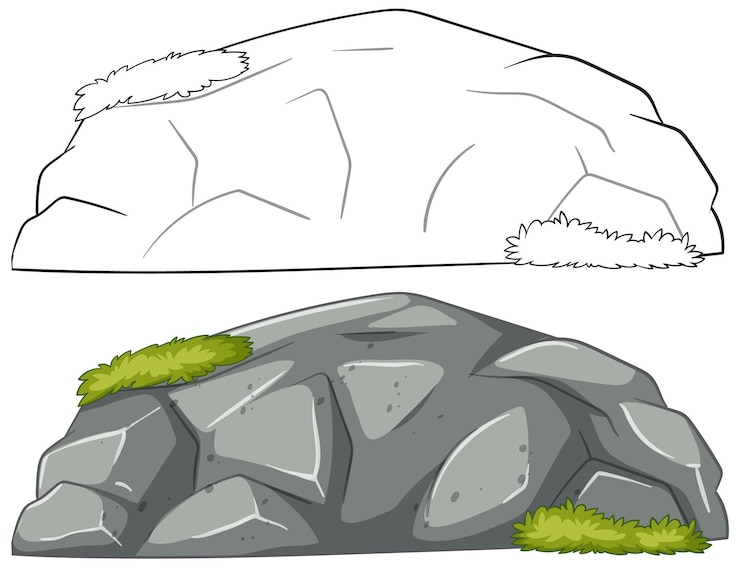 Free Vector cartoon rock with grass illustration