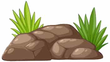 Free vector cartoon rocks with green grass