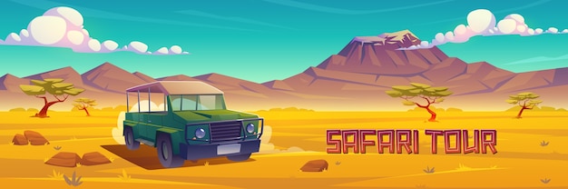 Free vector cartoon safari tour landscape