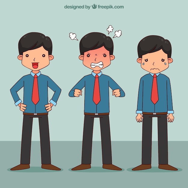 Free vector cartoon salesman in different position