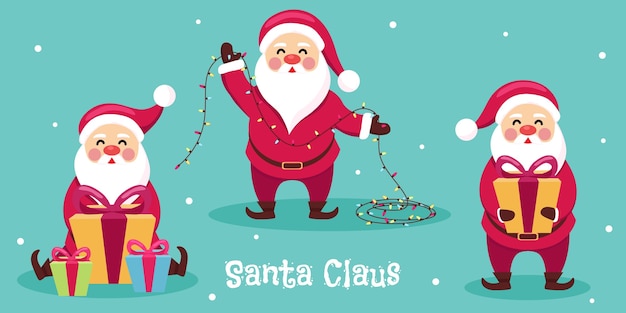 Cartoon santa character with presents