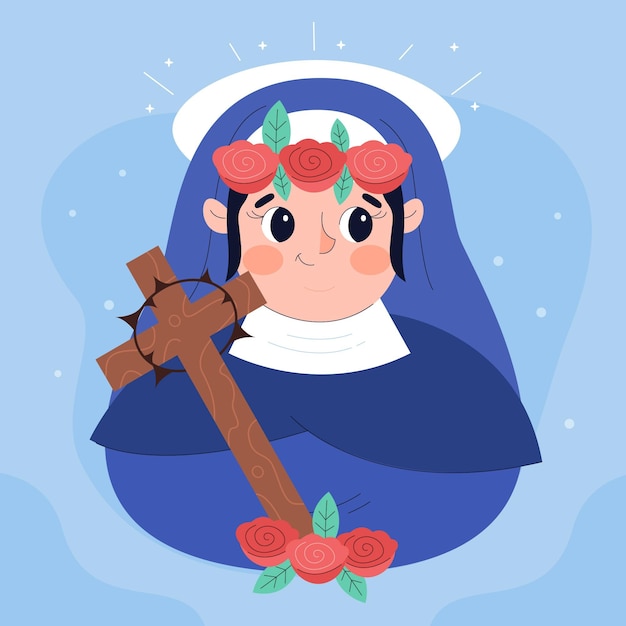 Free vector cartoon santa rosa de lima illustration