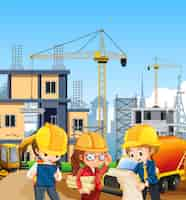 Free vector cartoon scene of building construction site