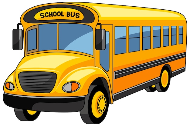 Мультяшный школьный автобус на белом фоне