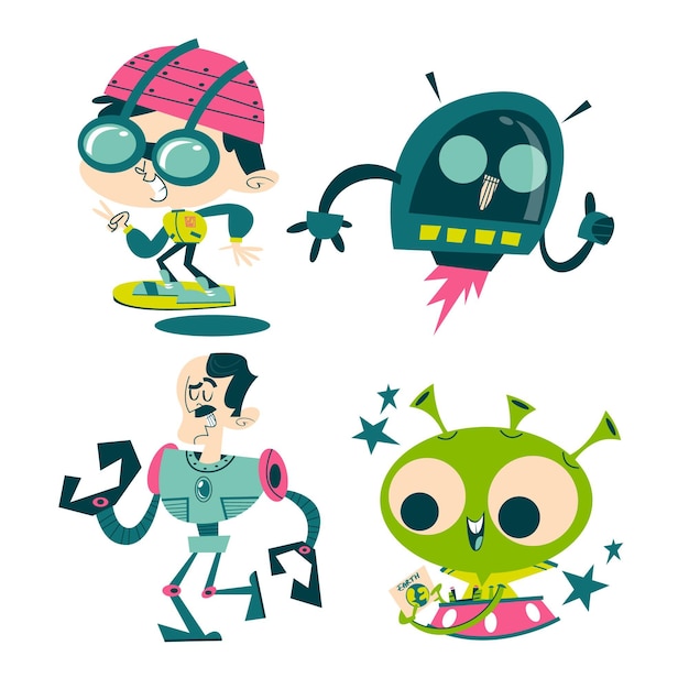 Cartoon science fiction sticker collection