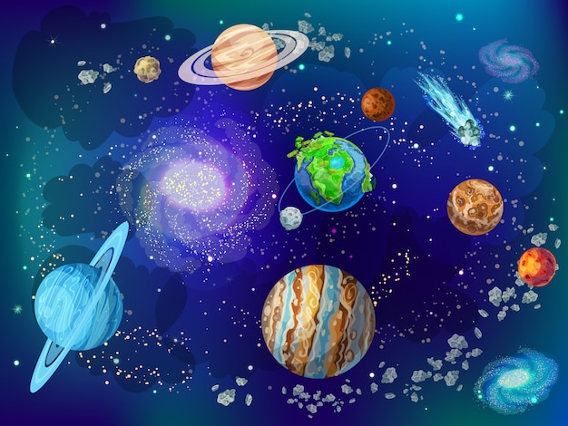 Free vector cartoon scientific space