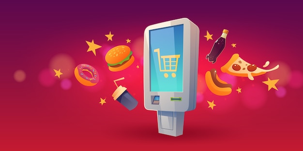 Cartoon self ordering kiosk background