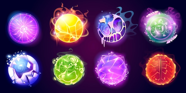 Cartoon set of magic fortune telling balls