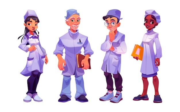 Free vector cartoon set of medical personnel isolated on white