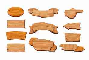 Free vector cartoon set of wooden signboards