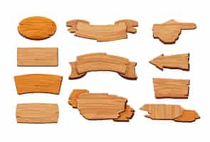 Free vector cartoon set of wooden signboards