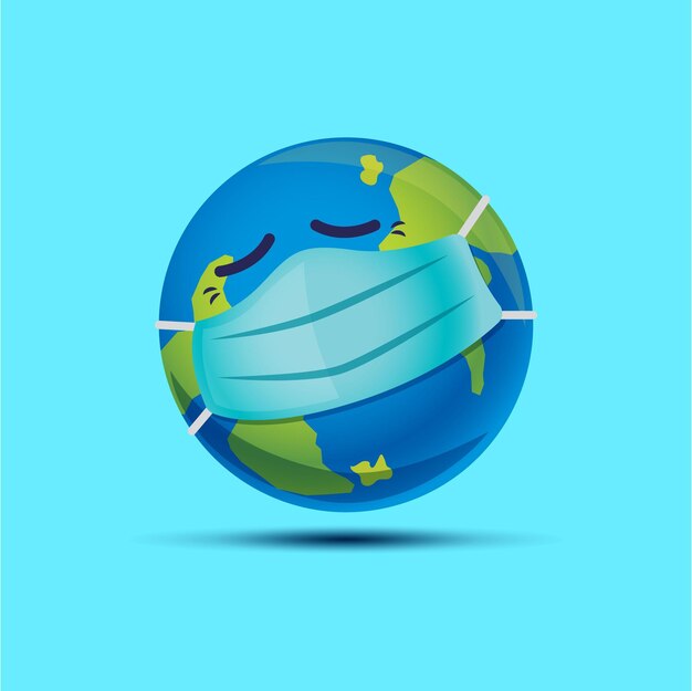 かわいい地球と地球温暖化イラスト プレミアムベクター