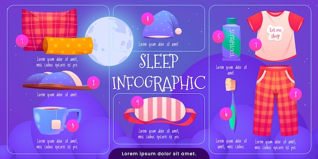 Free vector cartoon sleep infographic template