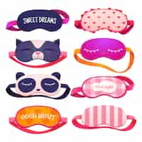 Free vector cartoon sleep masks collection