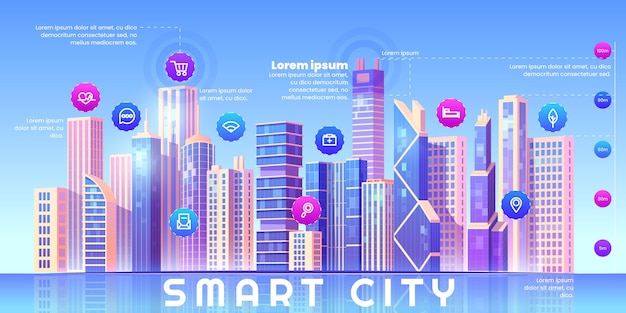 Free vector cartoon smart city infographic