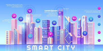 Cartoon smart city infographic
